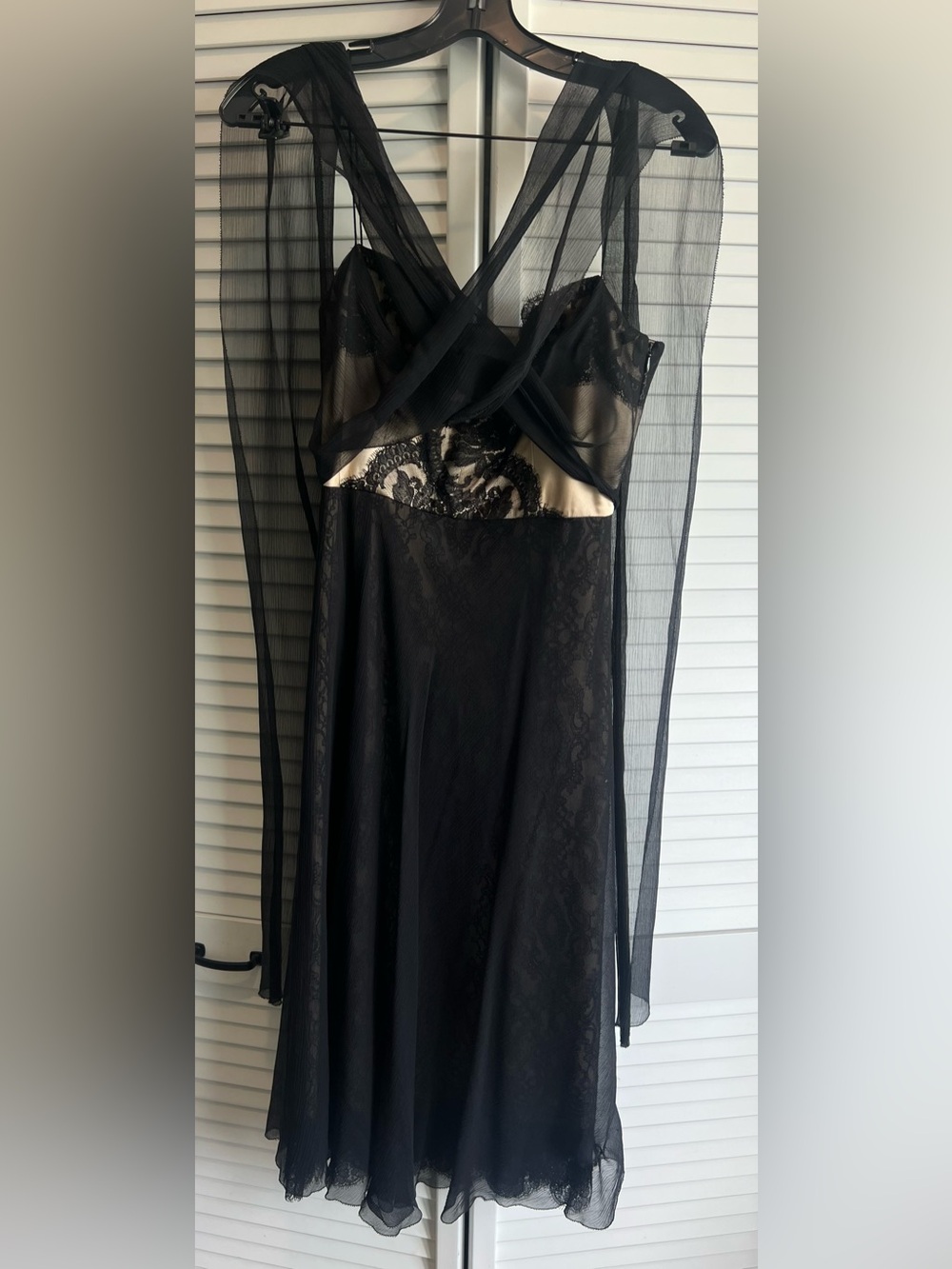 Vintage 2000’S Elie Tahari Black Silk Chifon And Lace Dress. Size See Pics